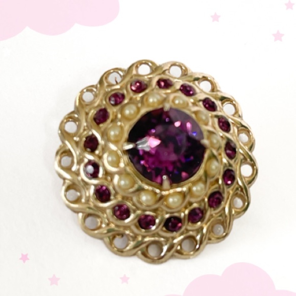 VTG Coro purple and gold brooch